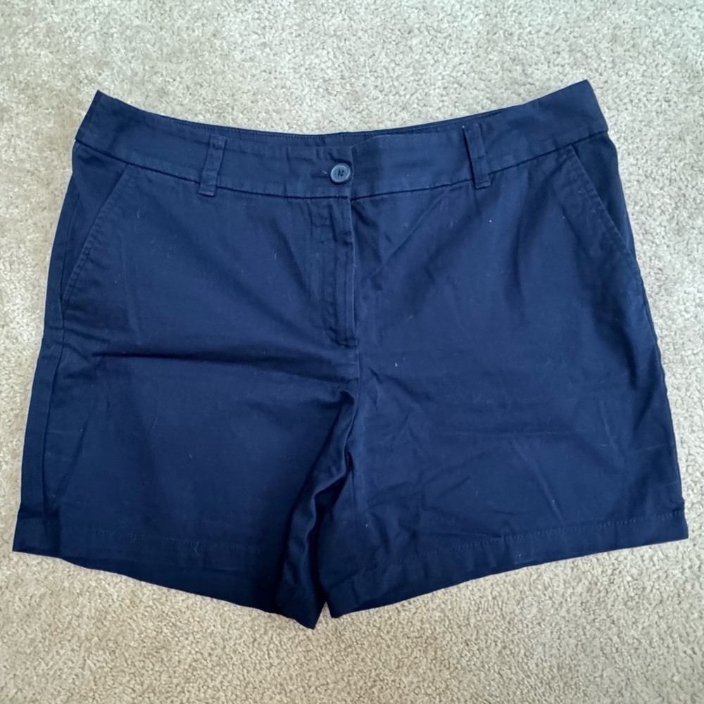 LOFT Navy Tailored Cotton Bermuda Shorts